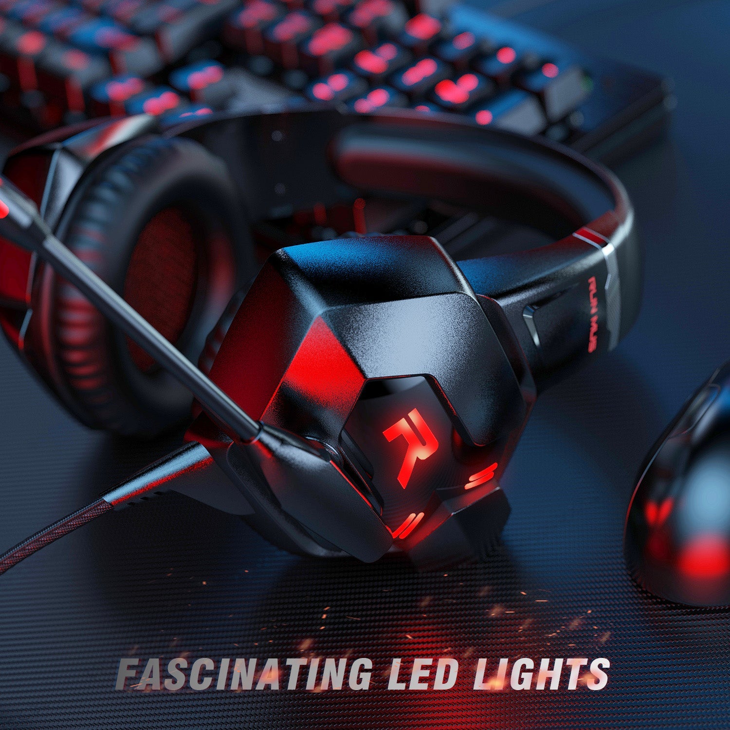 Casti gaming profesionale Runmus K11, Rosu Casti gaming profesionale Runmus K11, Rosu